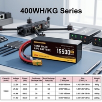 Batterie LiPo semi-solide en pochette 400Wh/kg 15,5Ah 10Ah 44,4V 6S 12S pour drone d'inspection, cartographie, patrouille, aile fixe, VTOL