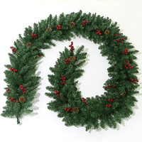 Guirlande de Noël artificielle verte dense et chiffrée HLC ODM avec 50 lumières LED, couronne de sapin pour la décoration de cheminée, escalier et fenêtre