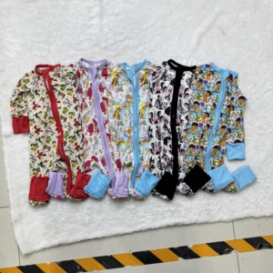 Pabrik kustom cetak bambu dan susu sutra bayi piyama bayi Bodysuit bambu Zippy bayi Onesie Convertible ritsleting ganda - Product Image 3