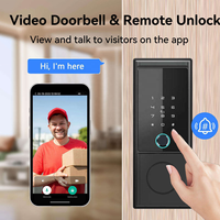 Kunci Pintu Pintar WiFi Tuya Sidik Jari Keypad Tanpa Kunci Elektronik Deadbolt untuk Rumah Kode IP65 Tahan Air