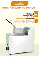 Friteuse à gaz professionnelle de luxe à cuve unique en acier inoxydable, haute température, facile à utiliser, avec panier - Marque FuQi, garantie 1 an