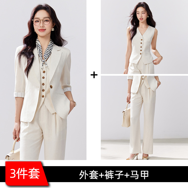 off-white suit vest and trousers