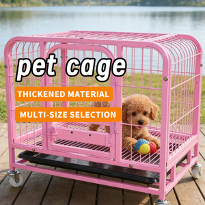 <span class=keywords><strong>Cage</strong></span> en fer robuste pour chien, design moderne, transporteur pour animaux de compagnie en métal haute résistance avec roues, emballé en boîte pour grands chiens - Meilleure vente - Product Image 2