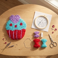Kit de pique-aiguilles DIY pour sous-verres à cupcakes - Marque VOSAN, thème Animaux et Nature, en tissu, ensemble d'activités créatives éducatives pour enfants