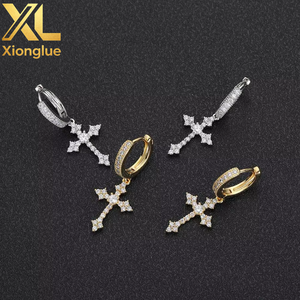Full Cross <b>Earrings</b> for Men and Women Personalized Gift <b>Earrings</b> for Street Trendy Hip-hop Rap Accessories Copper Alloy - Product Image 4