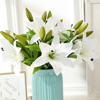 Hochwertige Realistische Mini-Lilien Künstliche Blumen Weiches PVC 3-Köpfiger Strauß Handgebunden für Hochzeit Valentinstag Abschlussfeier Outdoor