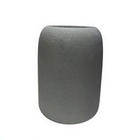 Pot de fleurs cylindrique en résine de pierre, texture ciment gris clair moderne, surface brossée, décoration maison et jardin