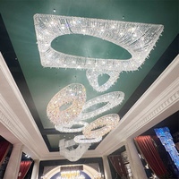 Lustre suspendu en cristal carré en acier inoxydable LED pour salle à manger, hôtel, salon