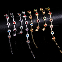 Kalung Hati Zirkon Berwarna Terlaris dengan Set Gelang Harga Terjangkau Cocok untuk Aktivitas Sehari-hari Mirip Berlian