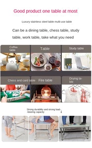 Tavolo da pranzo in acciaio inossidabile Set di lusso ovale tavolino da caffè regolabile unità TV <span class=keywords><strong>Smart</strong></span> tavolino per casa campeggio da pranzo caffè - Product Image 4