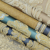 Tissu Jacquard Damassé 2024 pour Tapisserie et Canapé, Décoration Intérieure Bleue, Nappe en Coton en Gros pour Hôtel, Cantonnière Européenne en Acrylique