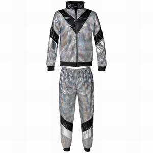 <span class=keywords><strong>Funky</strong></span> 70s 80s Style tenue hommes rétro danse Performance Clubwear Festival Look brillant argent hommes fête Disco Costume ensemble - Product Image 4