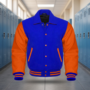 Lana de alta calidad + chaqueta de cuero Varsity Letterman personalizado al por mayor hombres/mujeres abrigo de invierno logotipo bordado a prueba de viento - Product Image 2