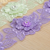 Nouvel Arrivage de Dentelle Brodé Colorée en Polyester pour Accessoires Vestimentaires, Faite à la Main, avec Strass, pour Bordures DIY - Vente en Gros