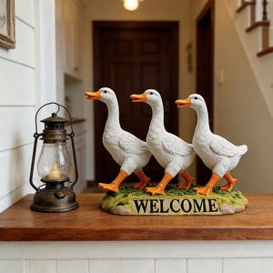 Letrero <span class=keywords><strong>de</strong></span> Bienvenida <span class=keywords><strong>de</strong></span> Resina para Exteriores con Diseño <span class=keywords><strong>de</strong></span> Familia <span class=keywords><strong>de</strong></span> Patos, Linda Estatua <span class=keywords><strong>de</strong></span> Ganso para Decoración <span class=keywords><strong>de</strong></span> Jardín o Porche, Figura <span class=keywords><strong>de</strong></span> Animal Resistente a la Intemperie para Decoración Rústica - Product Image 3
