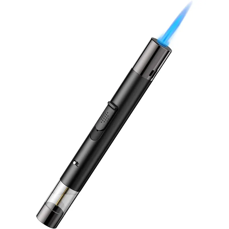 Factory Direct Supply Windproof Straight Torch Blue Flame Lighter,Refillable Gas Jet Flame Butane Cigar Torch Lighter