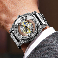 Montre de luxe BINBOND authentique rétro sculptée en quartz avec cadran à aiguilles lumineuses, boîtier métallique, montre-bracelet de sport tendance pour homme