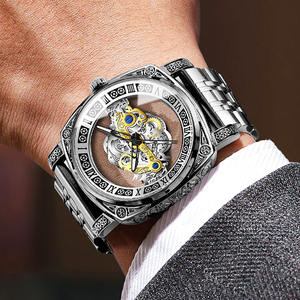 Montre de luxe BINBOND authentique rétro sculptée en quartz avec cadran à aiguilles lumineuses, boîtier métallique, montre-bracelet de sport tendance pour homme - Product Image 2