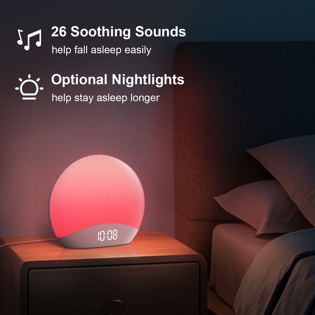 HiFiD HFD-R7 Hot Selling Sleep Aid Sunrise Lamp Wake up Light Sound Machine Sunrise Alarm Clock with Night Light