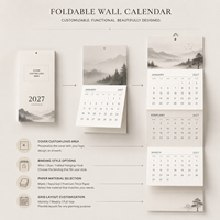 Calendrier mural en papier personnalisé avec logo imprimé en gros 2027, section de rappel des dates importantes, mise en page mensuelle pour usage au bureau