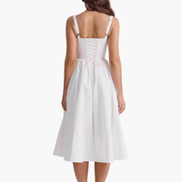 Robes Midi Personnalisées pour Fêtes Adolescentes, Robes Sexy à Décolleté Plongeant avec Corset, Robes Blanches Révélant la Poitrine
