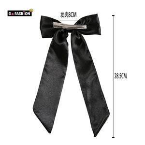 Uzun kuyruk saç saten kurdele kumaş yay saç klipleri kadınlar için kız aksesuarları parti düğün ilmek saç tokalarım büyük yaylar - Product Image 4