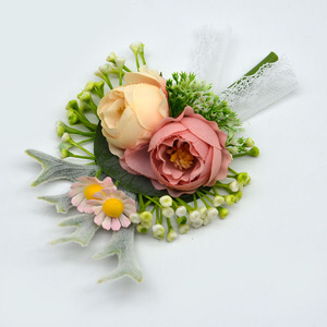 Rosa flor boda dama de honor pulsera fiesta graduación muñeca artificial flores ramilletes - Product Image 4