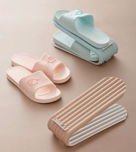 실용적인 낮은 가격 뜨거운 판매 접이식 조절 높이 플라스틱 신발 랙 스토리지 랙 신발 신발 랙 주최자 - Product Image 4