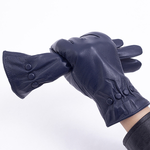 Guantes de cuero con puños elásticos para conducir resistentes al frío de fábrica china para mujer - Product Image 1