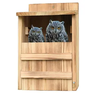 Large Rectangular Wooden Bird Box Solid Pattern Outdoor Owl House for Birds Sustainable Outdoor Pet House Furniture