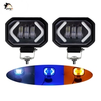 Phare de travail LED 4 pouces 30W 12D avec clignotant bleu jaune en forme de flèche pour véhicules tout-terrain 4x4, VTT, UTV, camions et motos