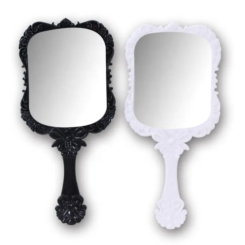 De plástico al por mayor patrón de mariposa mano espejo cuadrado pequeño manejar espejo