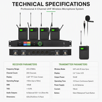 4-Kanal UHF Drahtloses Lavalier-Mikrofonsystem HD TFT Farbbildschirm Shuttle-Knopf Multi-Host Live-Streaming-Show