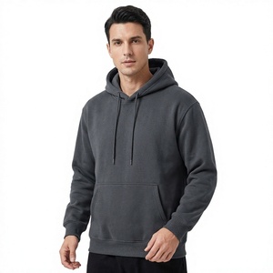Sweat-shirt à capuche en molleton gris uni pour homme, coupe classique, design décontracté avec poche, vêtements d'automne, vêtements de sport d'hiver, 100% coton - Product Image 3