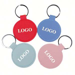 حلقات مفاتيح جلدية صغيرة مخصصة بشعار مخصص، حامل مفاتيح جلدي دائري الشكل مصنوع حسب الطلب، سلسلة مفاتيح من الجلد الصناعي للترويج - Product Image 1