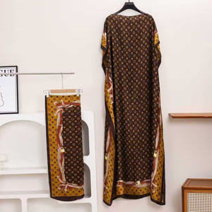 Boho-Chic Kaftan und Schal-Set, Lebendiges Ankara-Print Maxikleid, Urlaubskleidung - Product Image 6