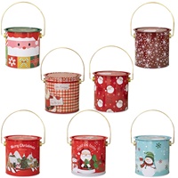 Boîte de rangement ronde en fer portable pour Noël, avec couvercle, pour enfants, recyclable, écologique, boîte cadeau rouge pour l'emballage de bougies artisanales