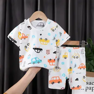 Summer Wholesale Children Kids Clothes Short Sleeve Baby T Shirt Boys Clothing Set Spring Cotton Quantity Custom Suit