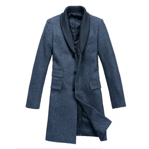 England style elegant New style OEM wholesale mens x long wool blend coat