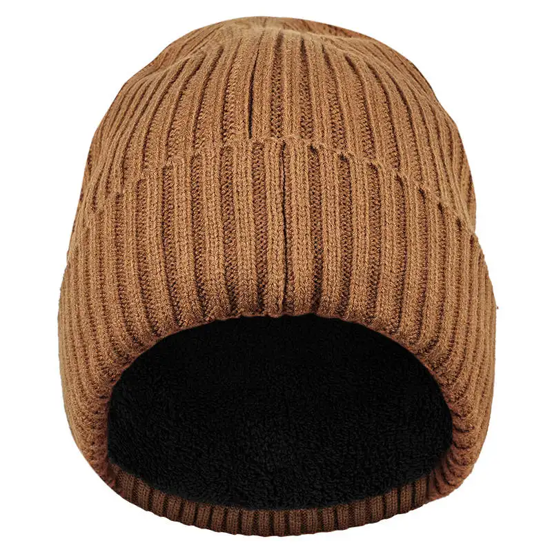 Winter Men Women Blank Knit Ribbed Cap Warm Skull Caps Hat Beanie with Custom Logo Embossed Embroidery for Cold Weather