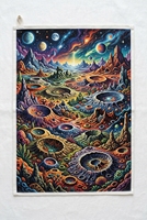 Essuie-mains de cuisine en coton avec motif de planète futuriste Alien Landscape pour décoration science-fiction