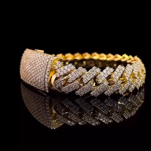 Exclusive 925 Sterling Silver Moissanite Cuban Link Bracelet with Round Cut Stones for Modern <b>Men</b> Women and Collectors - Product Image 3