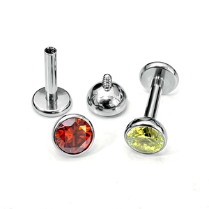 Boucles d'oreilles clous en alliage de titane ASTM F136 avec zircon, unisexe, pour piercing de tête, de nez, de lèvre ou d'<span class=keywords><strong>oreille</strong></span> - Product Image 2