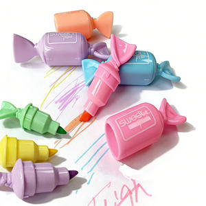 Surligneurs <span class=keywords><strong>en</strong></span> forme de bonbons, mini marqueurs fluorescents, papeterie mignonne, 6 pièces, couleurs <span class=keywords><strong>pastel</strong></span>, pour la prise de notes, fournitures scolaires et de bureau - Product Image 3