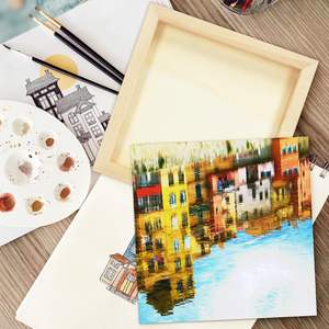 Yukmin carré inachevé blanc en bois bercé planches de peinture pour artisanat <span class=keywords><strong>dessin</strong></span> peinture versant bois brûlant - Product Image 5