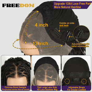Perruque FREEDOM 13X4 synthétique tressée avec dentelle transparente pour <span class=keywords><strong>femme</strong></span>, 32 pouces, pour tresses torsadées brunes, fausses locks, usage quotidien - Product Image 6