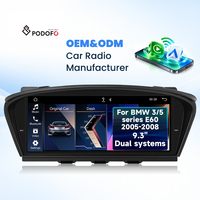 Radio Mobil Podofo untuk BMW Seri 3/5 E60 2005-2008 9.3" IPS Wireless CarPlay Android Auto AirPlay Dual USB Kamera AHD Linux ODM