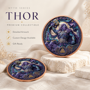 Moneta in Rame Puro 999 da <span class=keywords><strong>1</strong></span> oz, Mitologia Norrena <span class=keywords><strong>Thor</strong></span>, Rilievo 3D, Colorazione UV, Effetto Proof-Like, Arte Metallica - Product Image 1