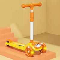 Trottinette pour enfants à 3 roues en alliage d'aluminium, lumières multicolores, frein arrière, guidon réglable, plateforme antidérapante, certifiée sécurité enfant