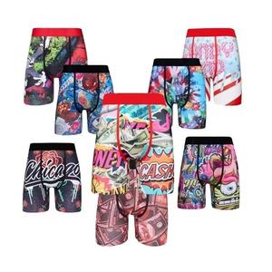 Boxer da <span class=keywords><strong>Uomo</strong></span> Stile Europeo-Americano, Lunghezza Cinque Punte, Vita Media, Traspirante, in Maglia Stampata, con Logo in Vita - Product Image 3